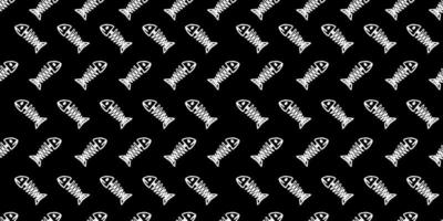 seamless black white fishbone vector image