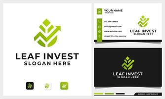 Investing Logo Design with Nature Leaf Concept and business card vector