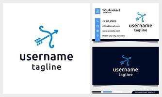 flecha simple, diseño de logotipo de ballesta con plantilla de tarjeta de visita vector