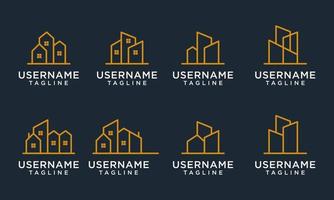 conjunto de monograma inmobiliaria casa, hogar, edificio plantilla de diseño de logotipo vector