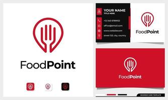 Food location logo , with the concept of a pin combined with a fork vector