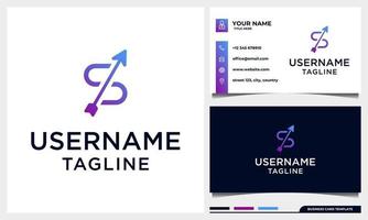 Letra s inicial con concepto de diseño de logotipo de flecha con tarjeta de visita vector