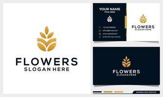 Minimalist elegant flower logo design template vector