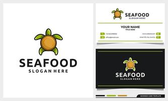 turtle logo design with plate as a shell concept and business card vector