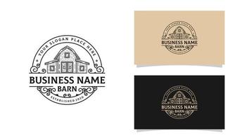 Vintage Line Art Barn, Farm Logo Design Template vector