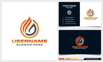 Abstract fire flame logo design with business card template vector