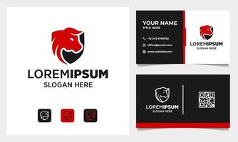 Simple Bull and Shield Logo Design with Business Card Template vector