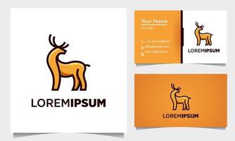 Outline Deer Color Geometric Logo Design vector with business card