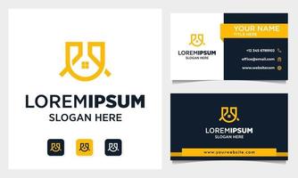 Real Estate Logo Design with Letter U initial and business card vector