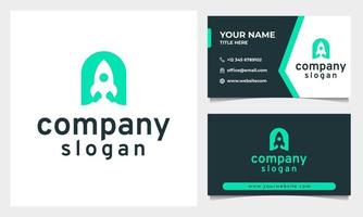 Modern Rocket Logo with flat design style and letter A Initial vector