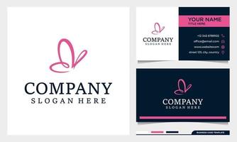 Minimalist Butterfly logo design with business card template vector