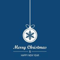 Christmas and New Year Greeting Card with Hanging Baubles, Lettering vector