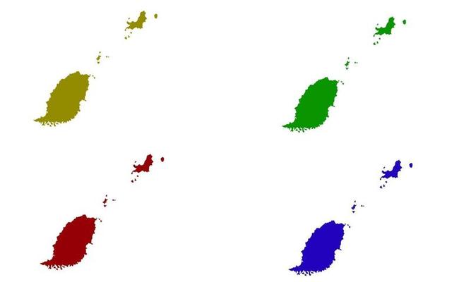 silhouette map of the countries of Grenada in the Caribbean