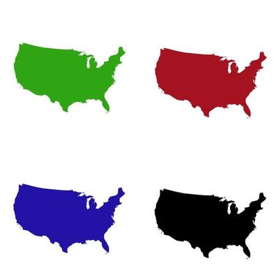 America map silhouette on white background