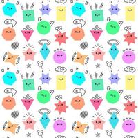 Emoji from geometric figures fun vector seamless pattern