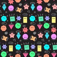 Emoji from geometric figures fun vector seamless pattern