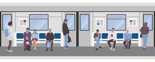 gente dentro de un tren subterráneo frontera sin costuras vector