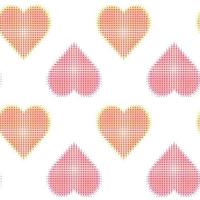 Glitch noise distortion and halftone hearts seamless pattern vector