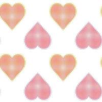 Glitch noise distortion and halftone hearts seamless pattern vector