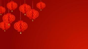 Red Paper Lanterns Composition with bokeh effect. vector