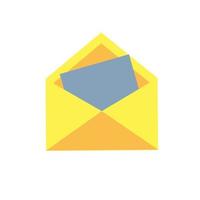 Open yellow envelope with paper. vector