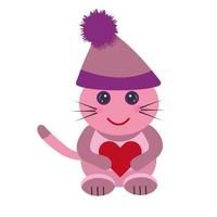 gracioso gato con corazón para el día de san valentín vector