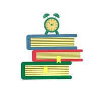 Books with an alarm clock at the top of them. vector