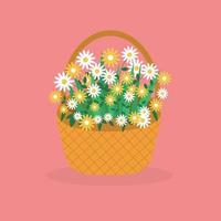 Flowers in the basket. vector