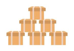Pile of stacked cardboard boxes. vector