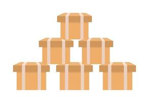 Pile of stacked cardboard boxes. vector