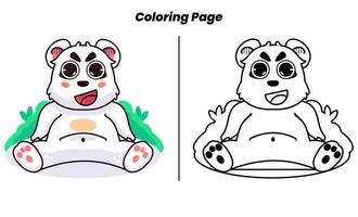 cute relaxing bear with coloring pages vector