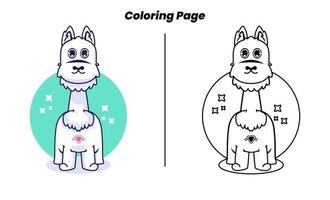 cute alpaca with coloring pages vector