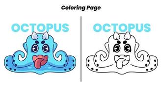 cute octopus with coloring pages vector