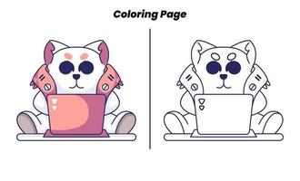 cute robot cat with coloring pages vector