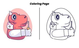 cute dinosaurs with coloring pages vector