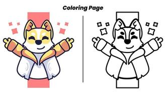 cute dog greets with coloring page vector