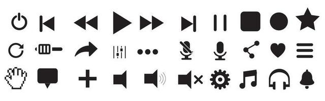 conjunto de iconos de reproductor multimedia. colección de botones. música, sonido, interfaz vector