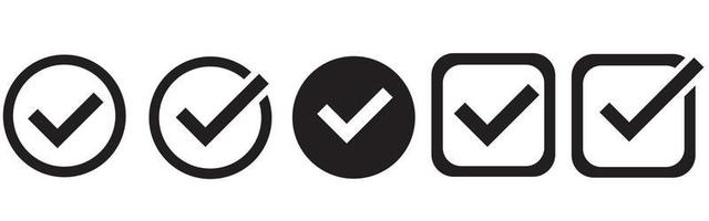 Check mark set icon. Simple web buttons. Checkmarks and confirm. vector