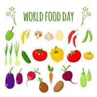 World Food Day, fresh eco natural vegetables vector