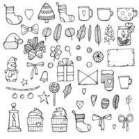 Christmas doodle collection, hand drawn new year elements for isolated