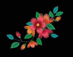 bordado flores étnicas cuello línea diseño floral gráficos