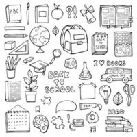 Back to school. Education items. Hand Drawn Doodle school supplies vector