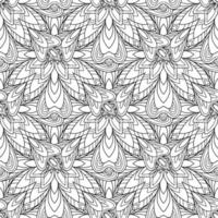 Vinatge allover motivo de mandala de flores en blanco y negro. vector oriental