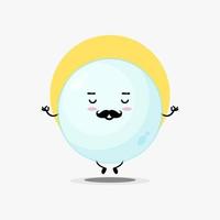 Cute bubbles character meditating in yoga pose vector