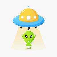 Illustration of aliens and ufo vector