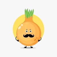 lindo personaje de cebolla con bigote vector