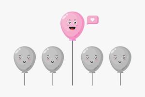 Illustration of standout concept character with colored balloons vector