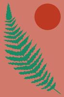 Abstract fern leaf and sun. vector