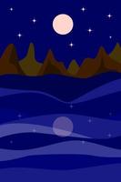 Minimalist abstract seascape. Night at the sea. vector