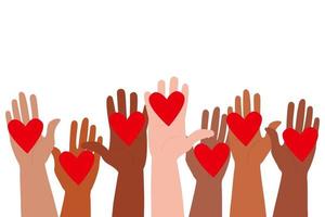 The concept of volunteerism and mutual assistance. Hands with a heart. vector